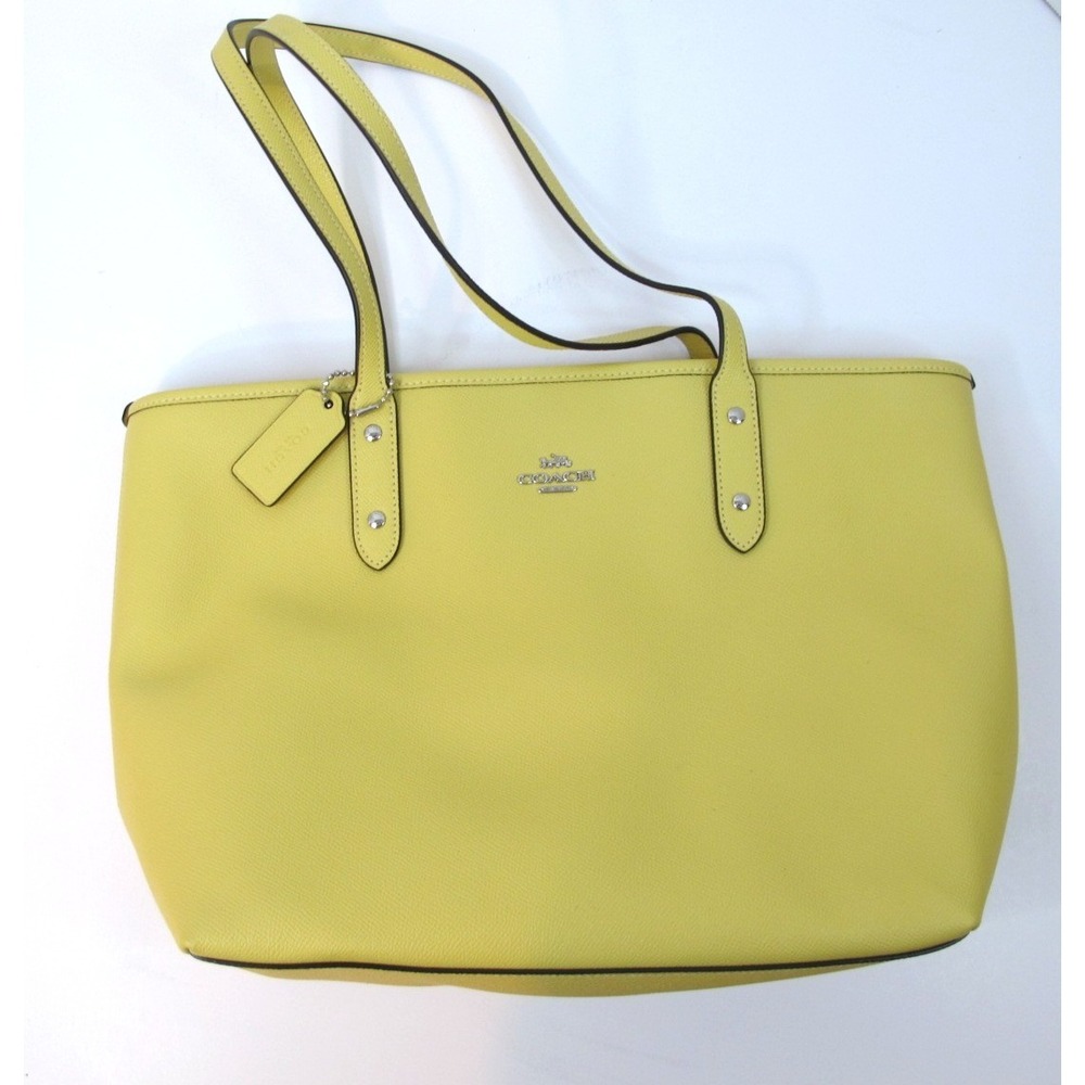 Coach Medium Cross Grain City Zip Top Tote Women's Handbag Yellow F58846 NEW